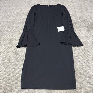 Calvin Klein Dress Long Flutter Sleeve Solid Shift Dress New With Tags Size 2